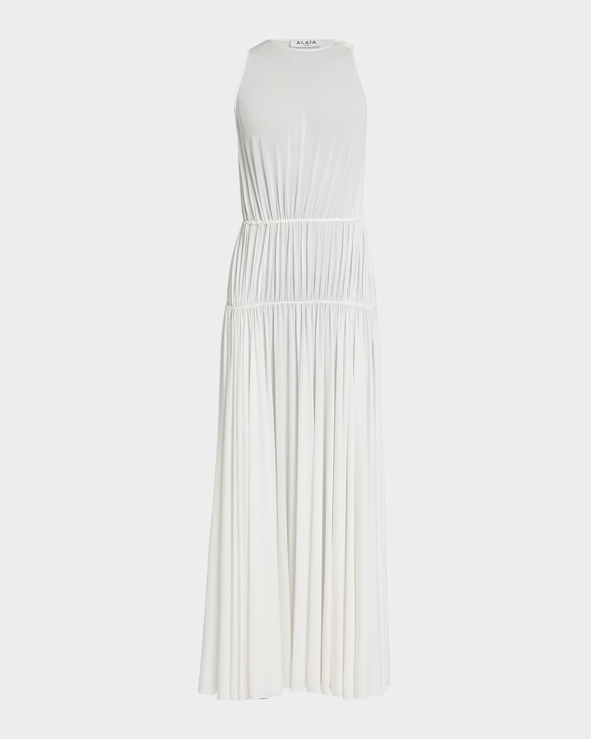 ALAÏA Sleeveless Pleated Goddess Dress