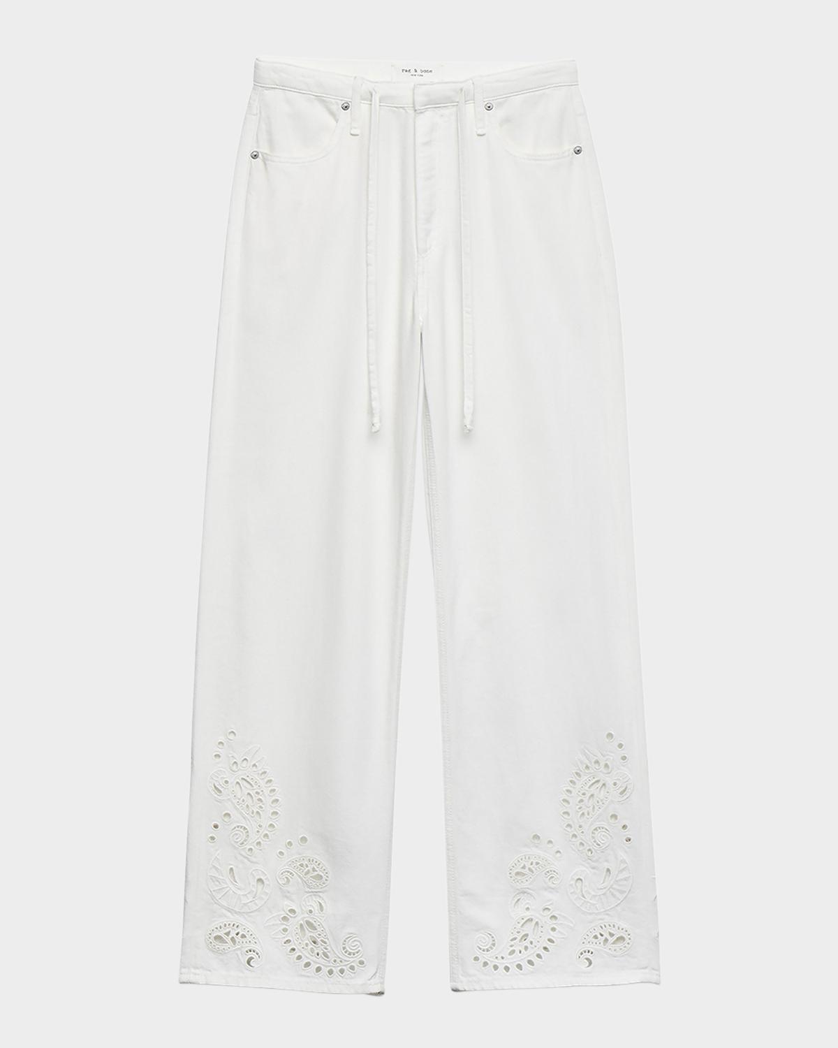 rag & bone Ultra Featherweight Phoebe Drawstring Embroidered Jeans