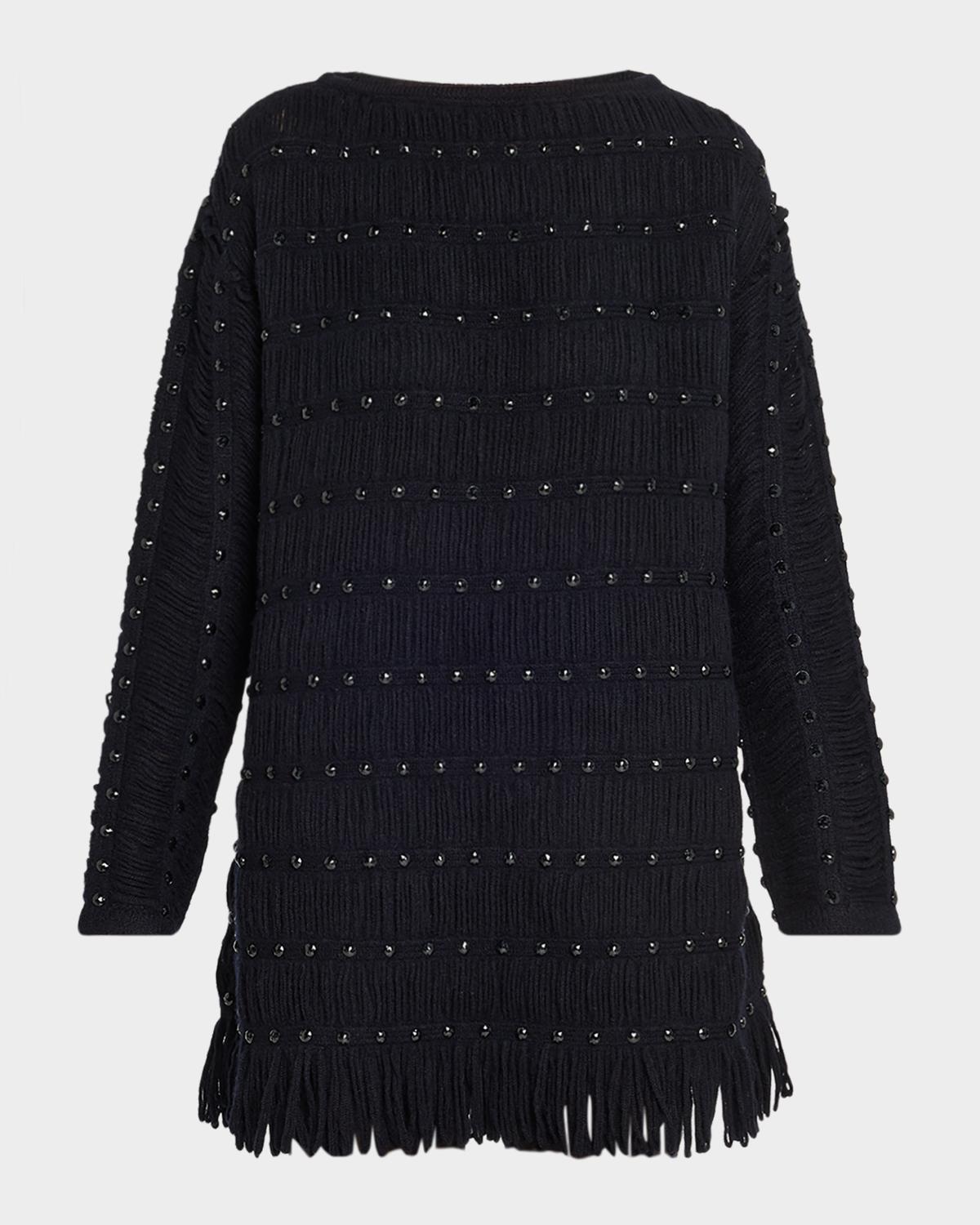Diotima Notte Crystal Fringed Knit Mini Dress