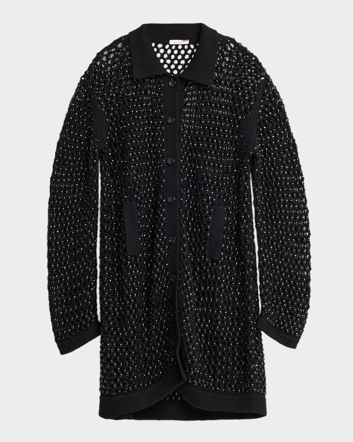 Diotima Embellished Open Knit Cardigan Coat