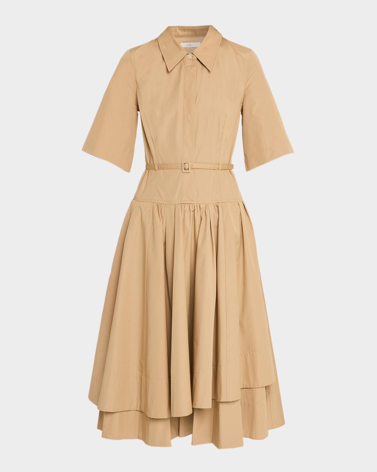 Co Short-Sleeve Belted A-line Dress