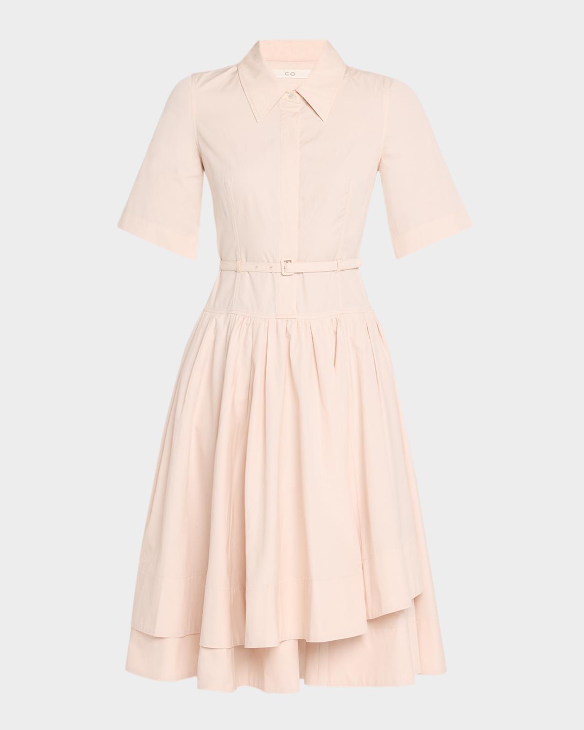 Co Short-Sleeve Belted A-line Dress