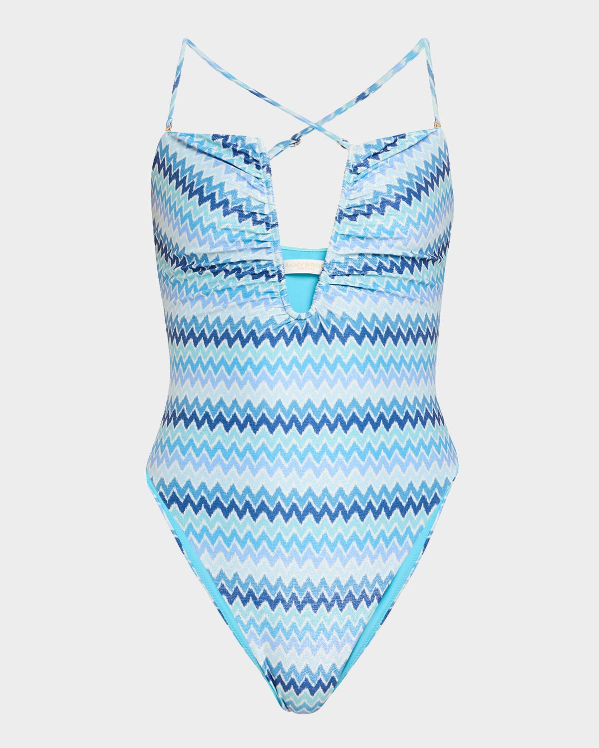 Ramy Brook Chevron Bianka One-Piece Swimsuit