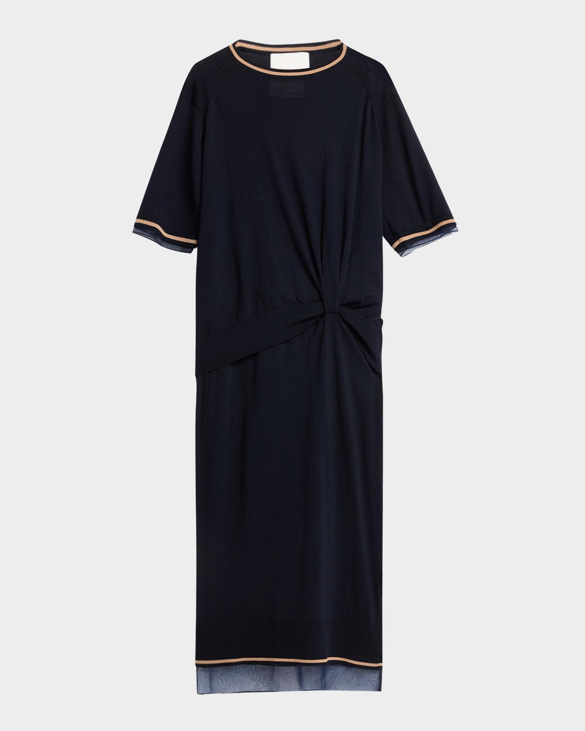 3.1 Phillip Lim Short-Sleeve Draped Wool Organza Dress