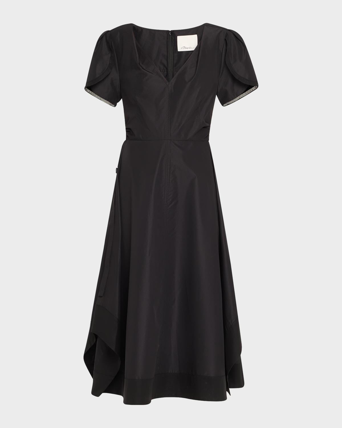 3.1 Phillip Lim V-Neck Tulip-Sleeve Midi Dress
