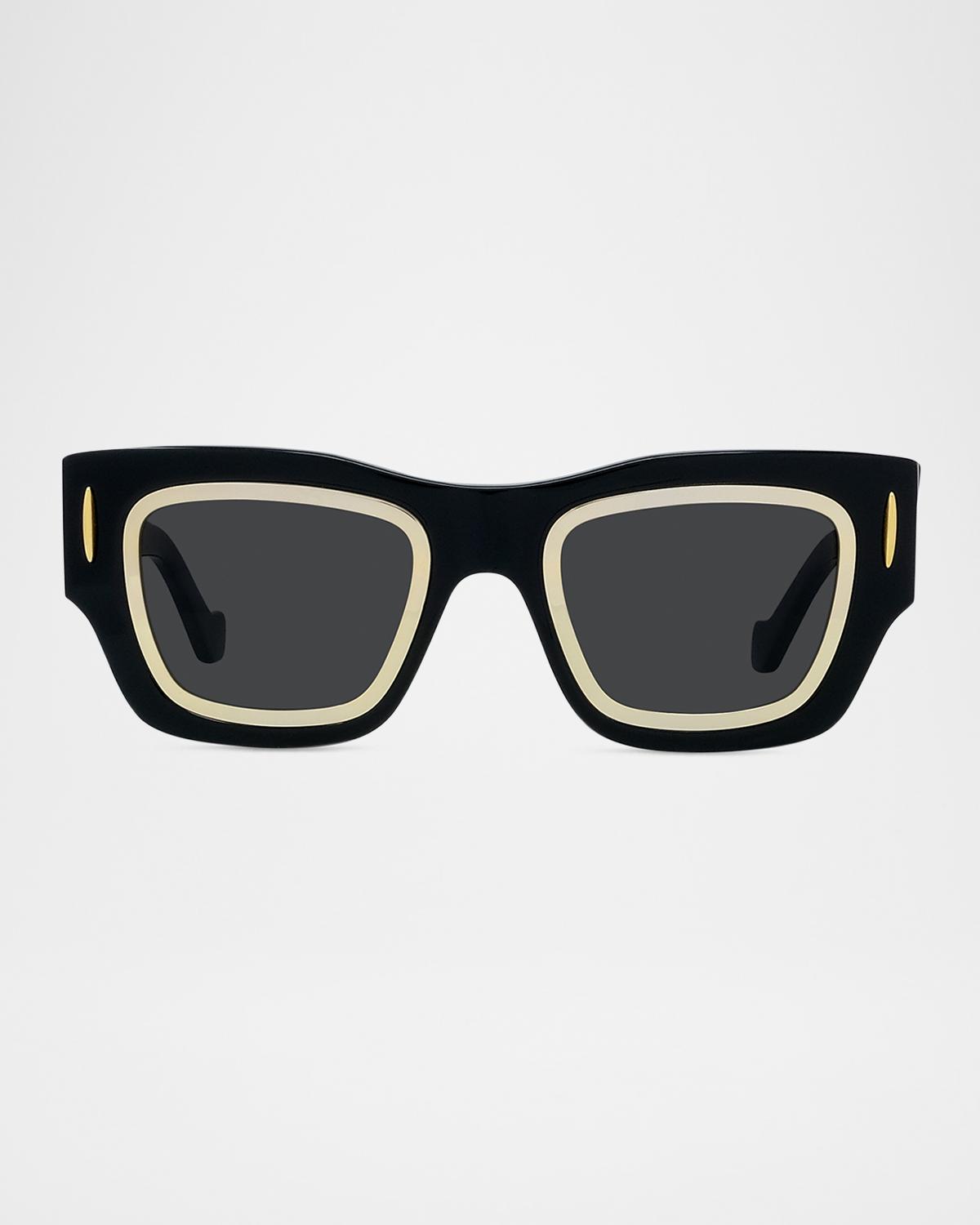 LOEWE Men's Signature Acetate Rectangle Sunglasses