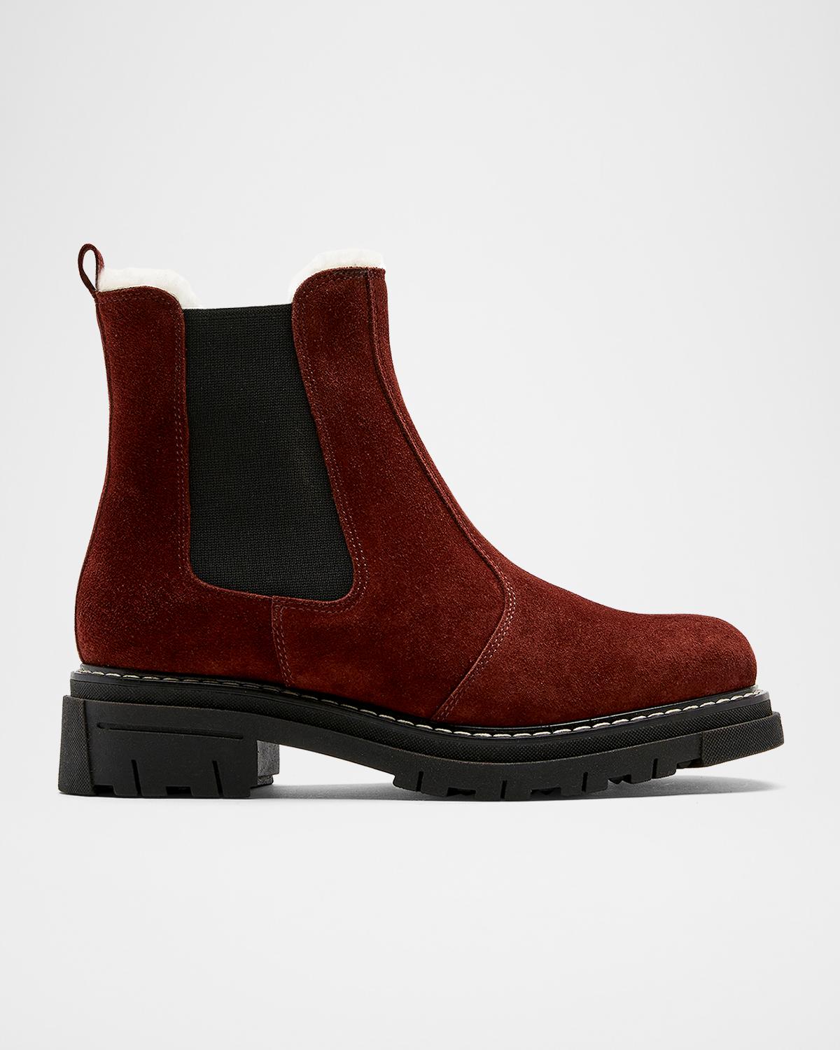 La Canadienne Derrick Shearling-Lined Suede Chelsea Booties
