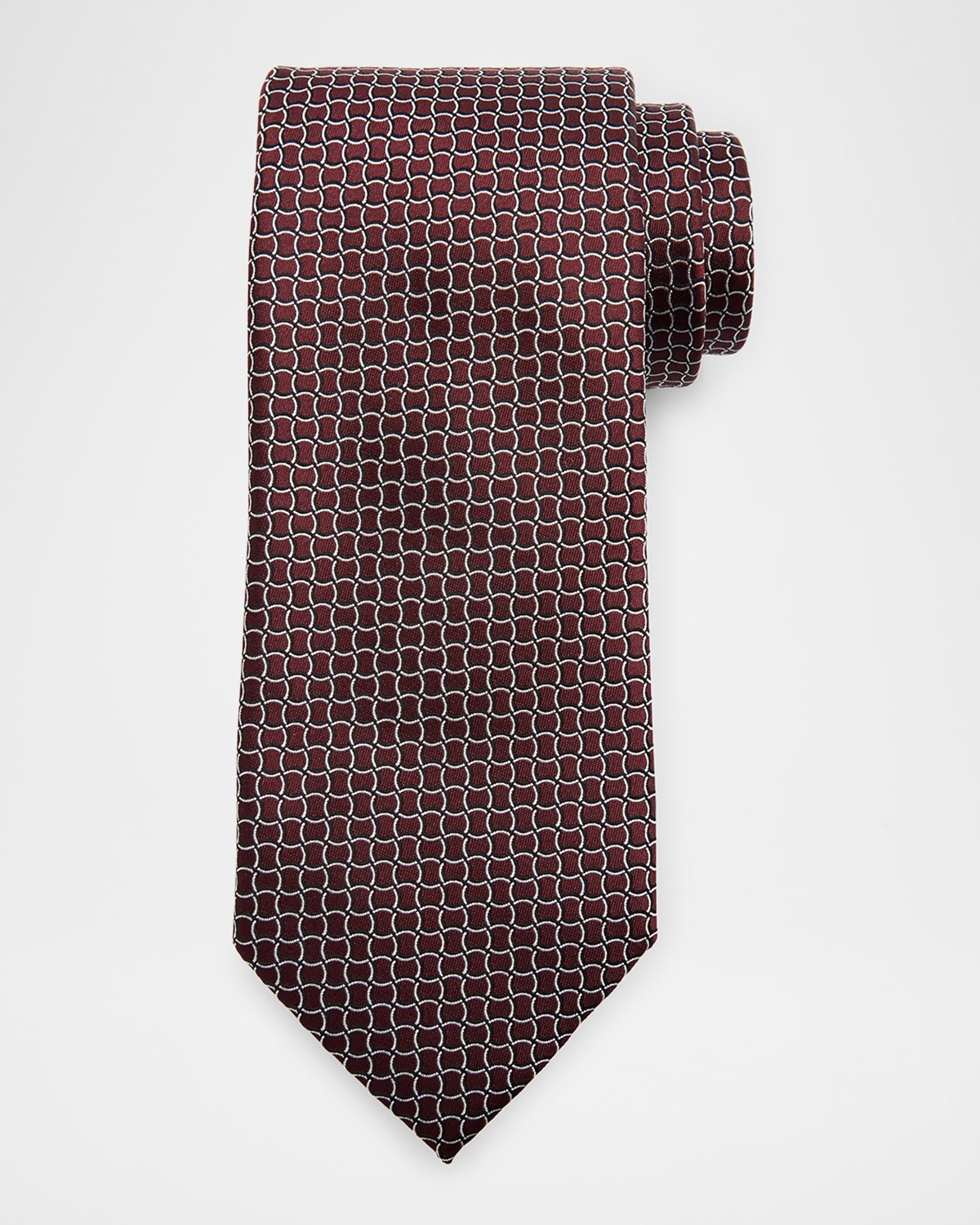 ZEGNA Men 's Geometric Net Jacquard Silk Tie