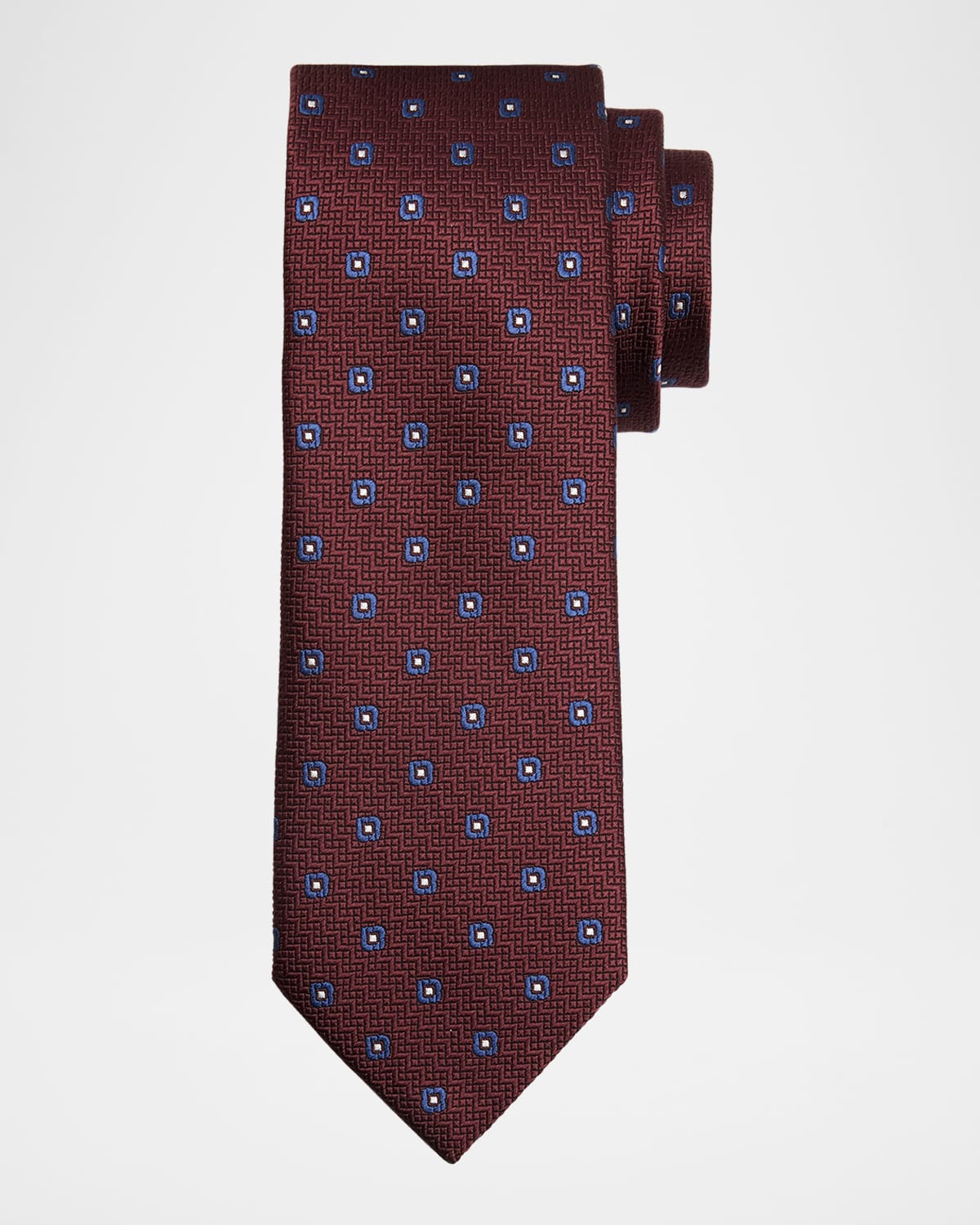 ZEGNA Men's Geometric Jacquard Silk Tie