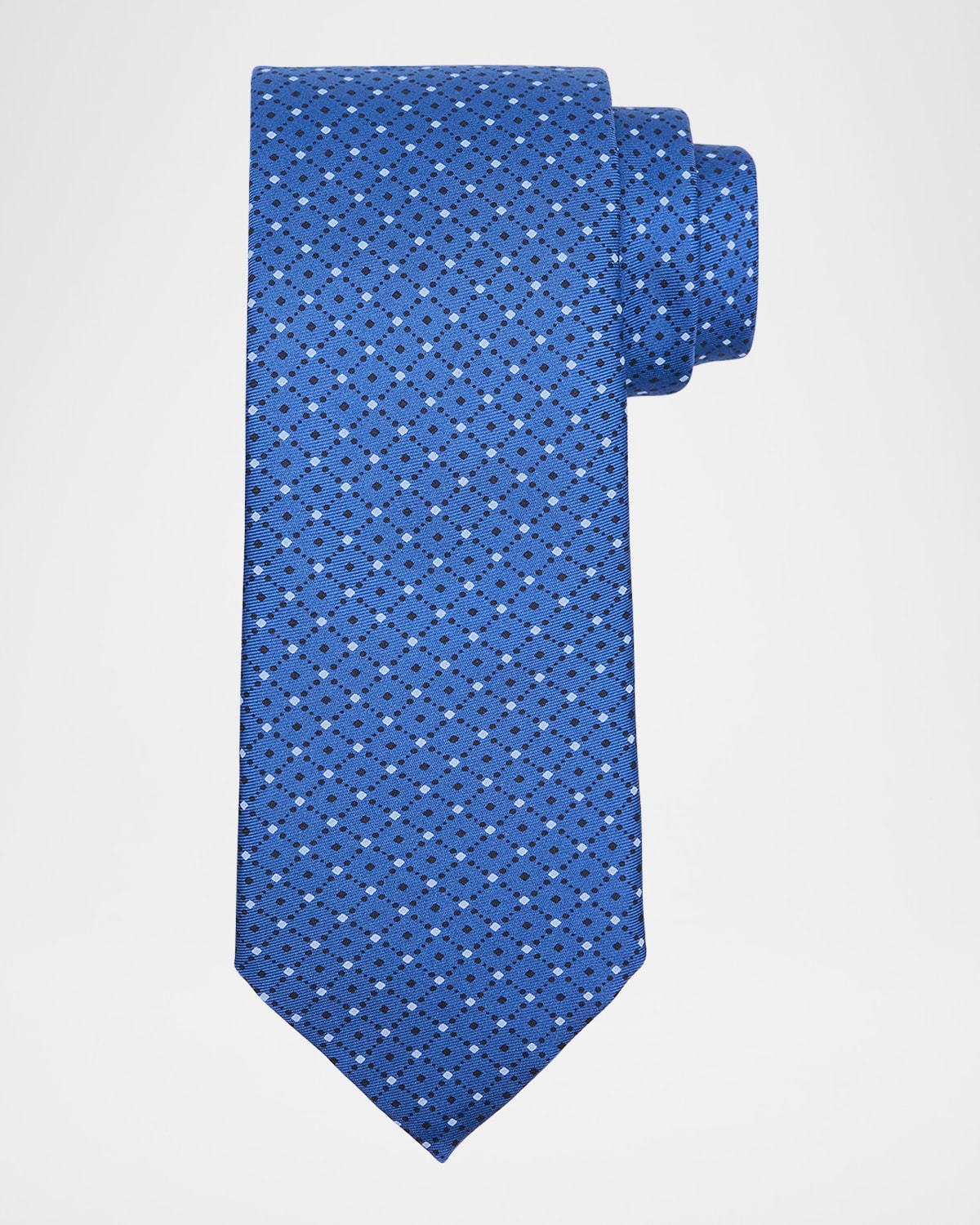 ZEGNA Men 's Diamond-Print Silk Tie