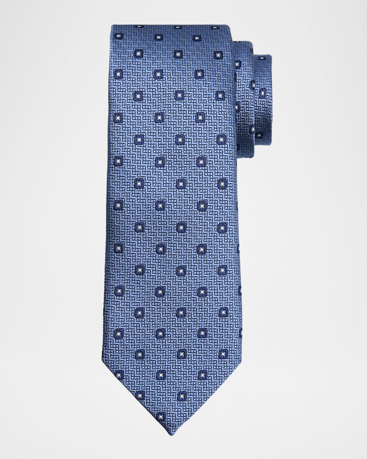 ZEGNA Men 's Geometric Jacquard Silk Tie