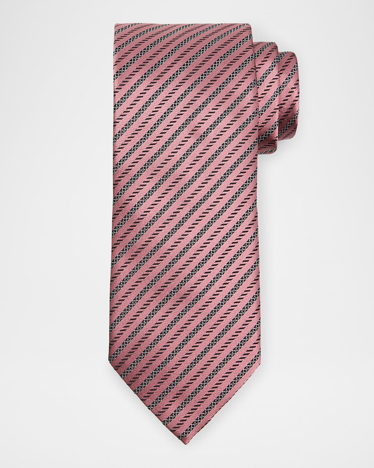 ZEGNA Men's Satin Diagonal Stripe Silk Tie