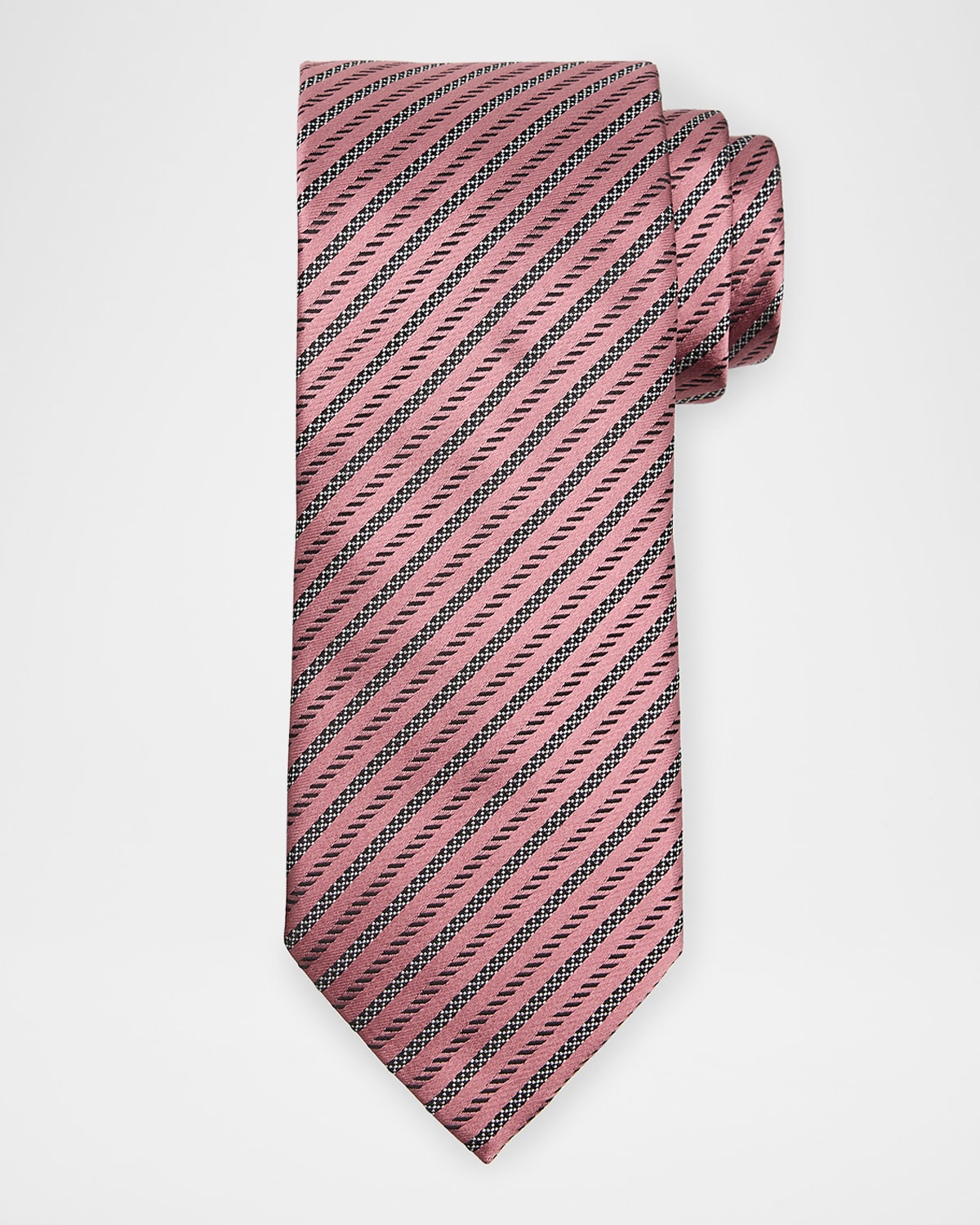 ZEGNA Men's Satin Diagonal Stripe Silk Tie
