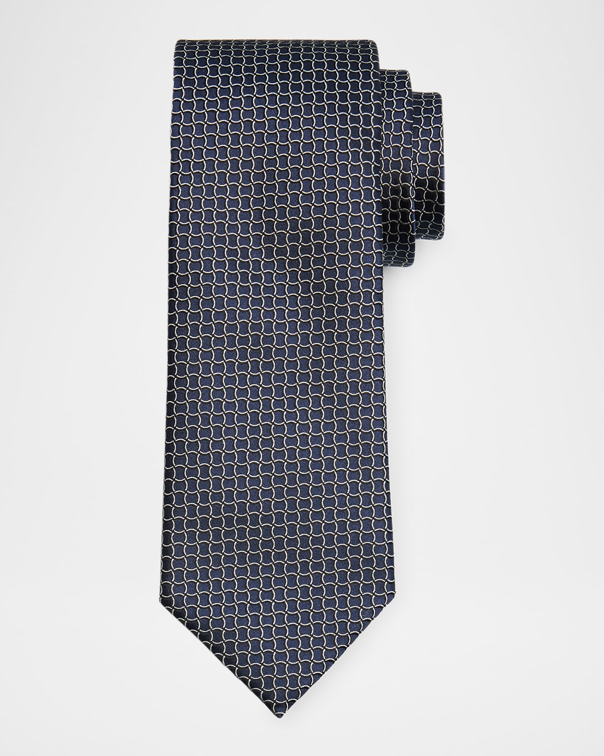 ZEGNA Men 's Geometric Net Silk Tie