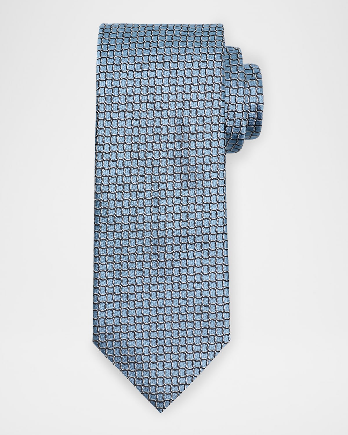 ZEGNA Men 's Geometric Net Jacquard Silk Tie
