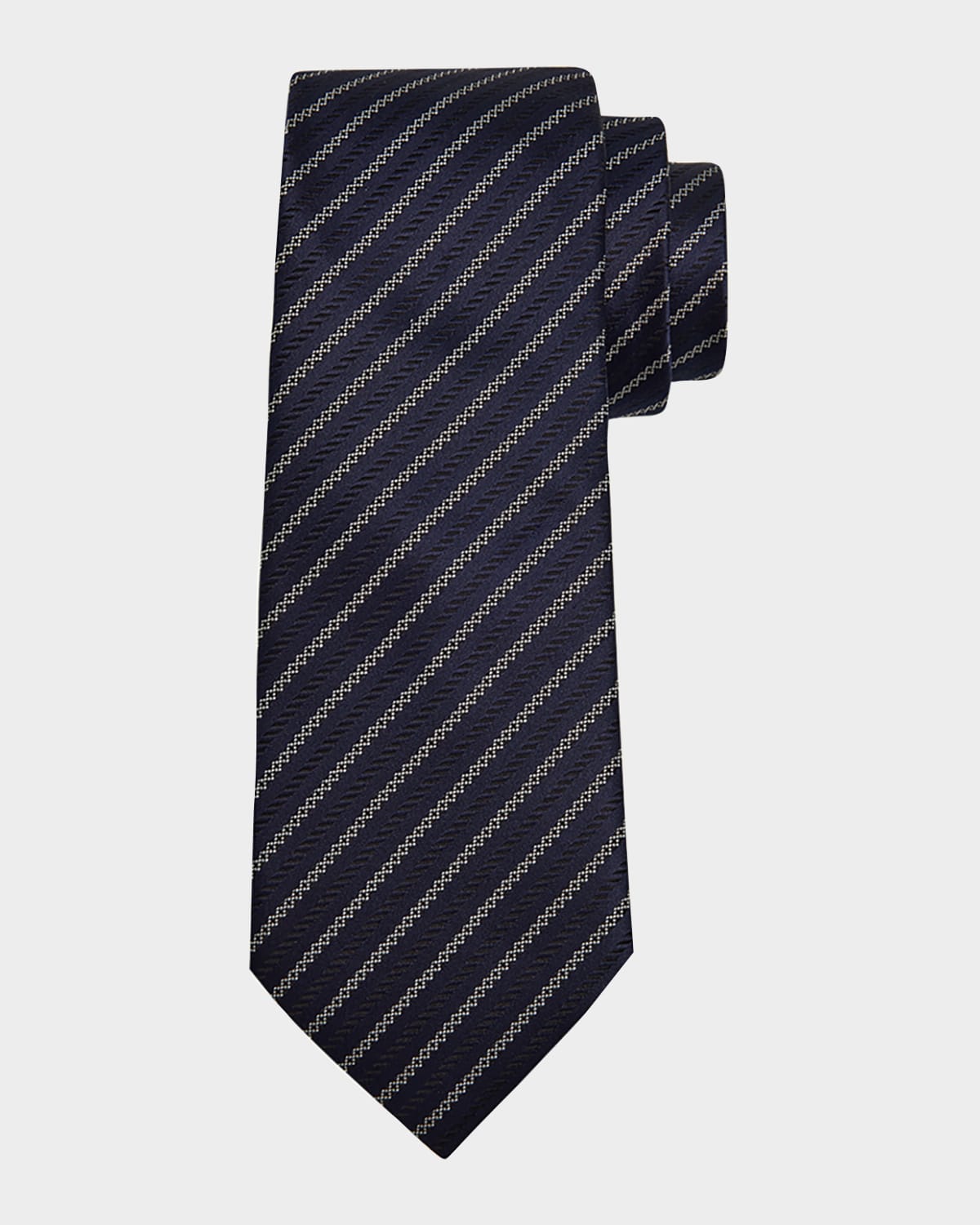 ZEGNA Men 's Satin Diagonal Stripe Silk Tie