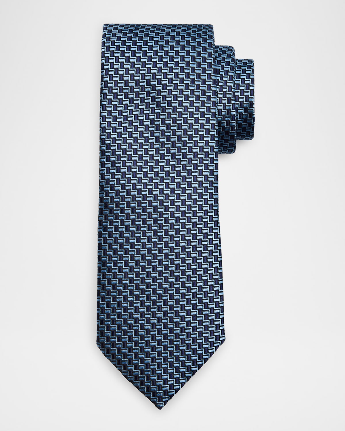 ZEGNA Men 's Bicolor Basketweave Silk Tie