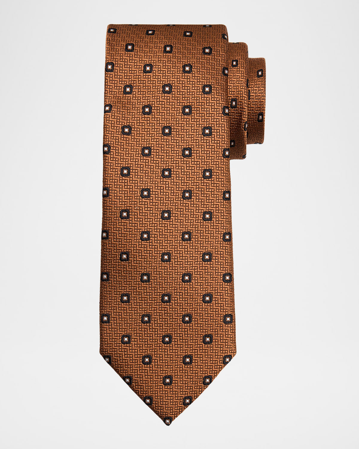 ZEGNA Men 's Geometric Jacquard Silk Tie