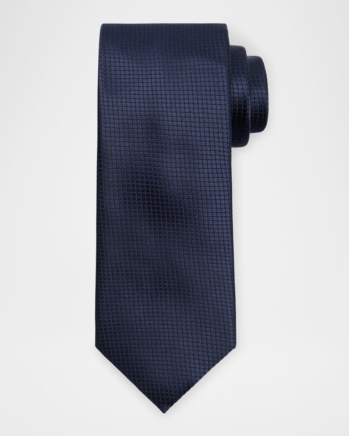 ZEGNA Men 's Tonal Micro-Geometric Silk Tie