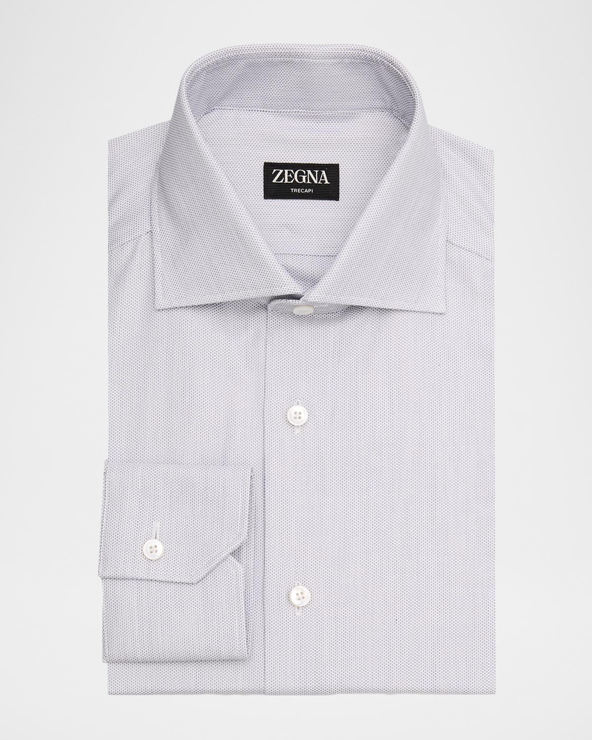ZEGNA Men's Micro-Dot Cotton Dress Shirt