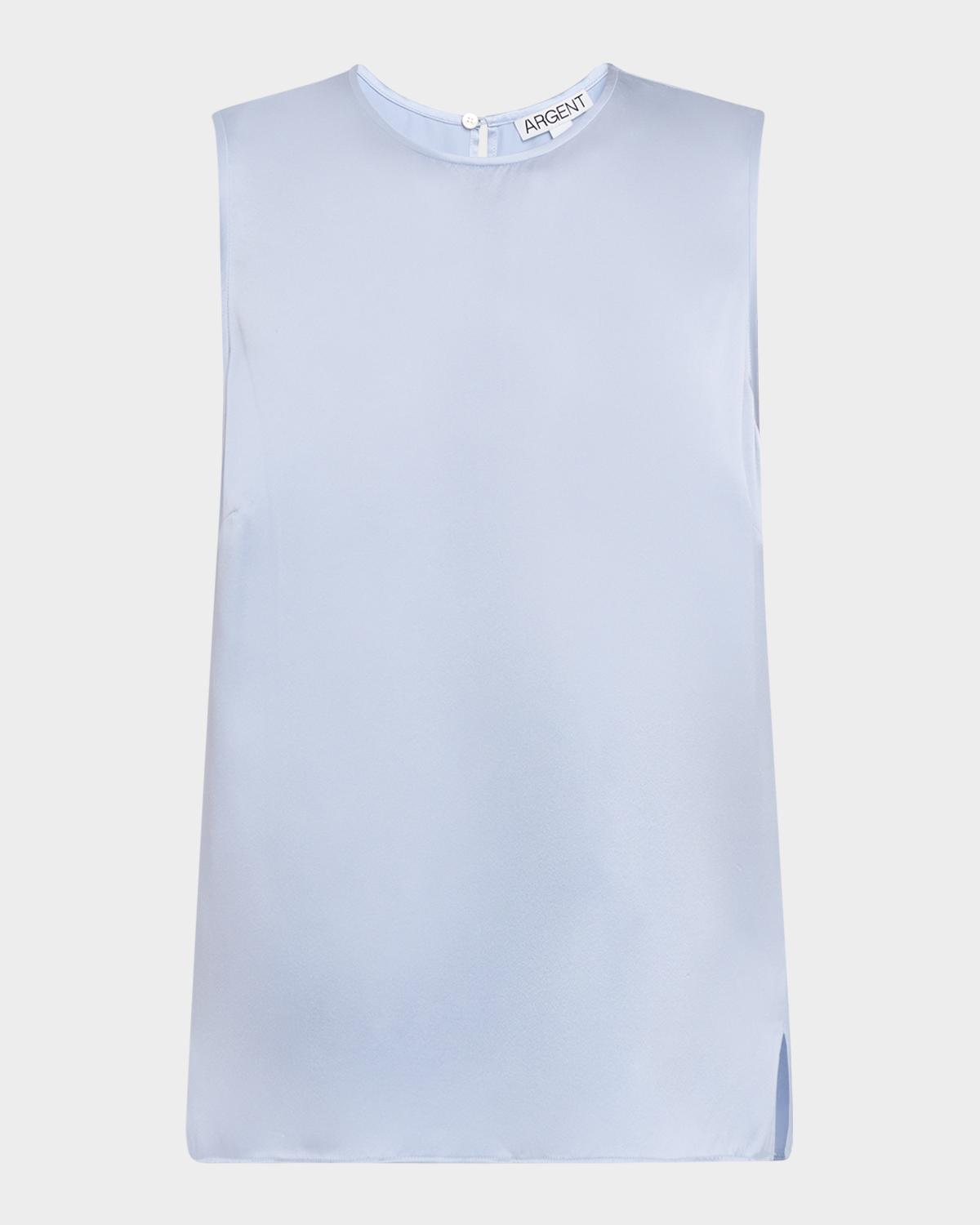 ARGENT Crewneck Shiny Silk Charmeuse Tank