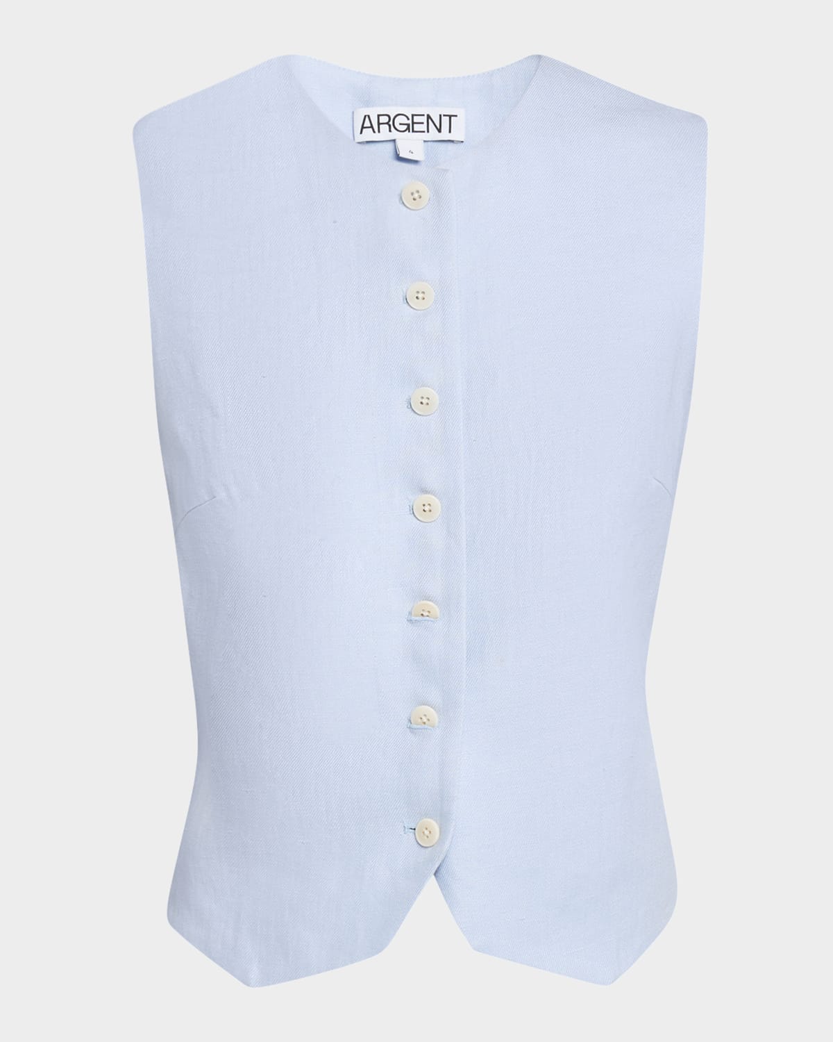 High-Neck Linen Twill Waistcoat