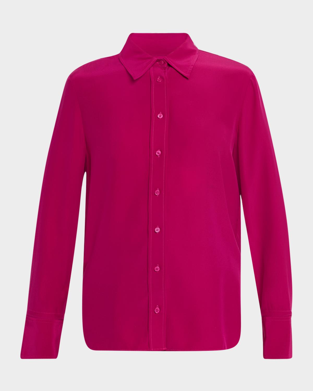 ARGENT Button-Down Silk Charmeuse Blouse