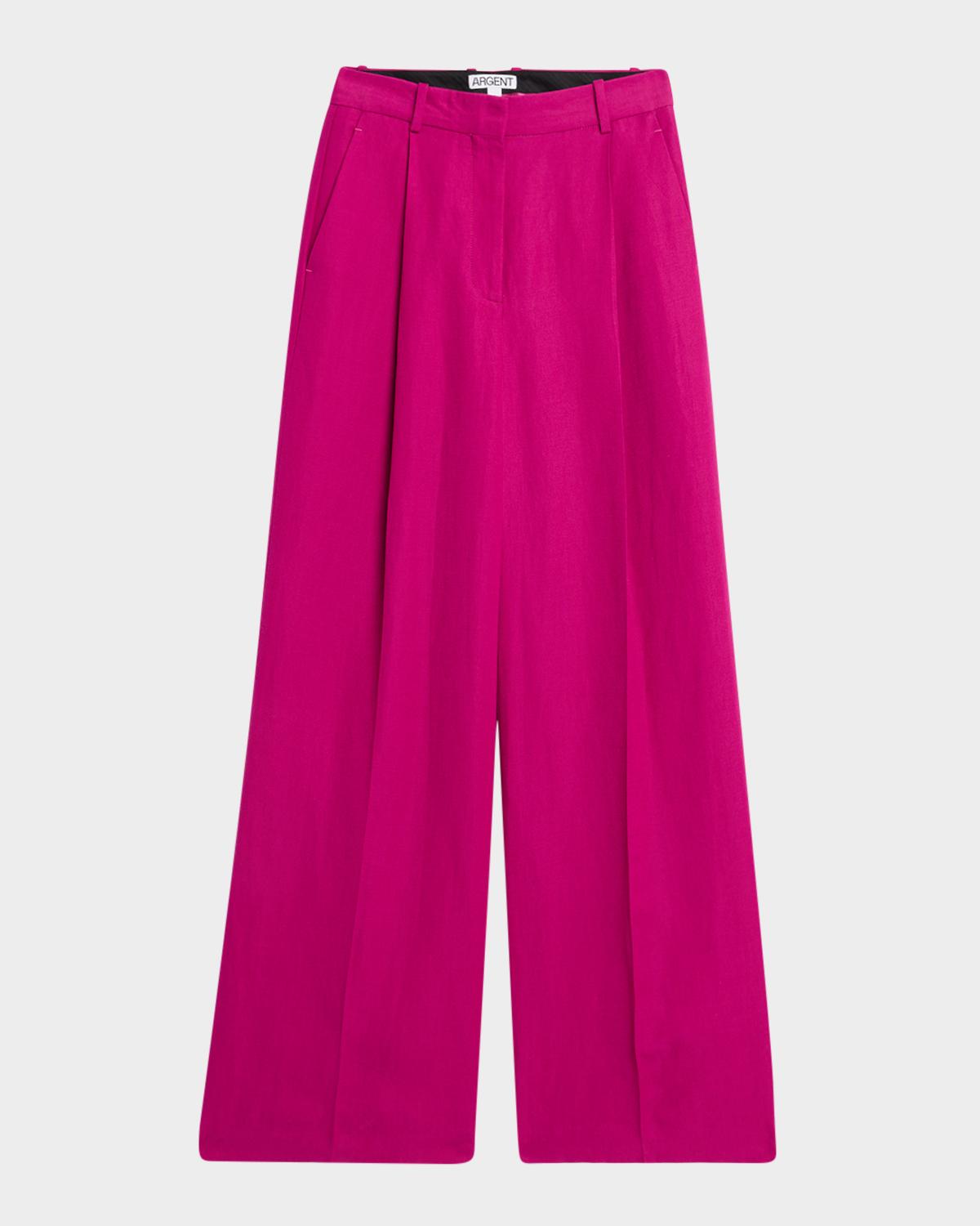 ARGENT Pleated High-Rise Twill Trousers