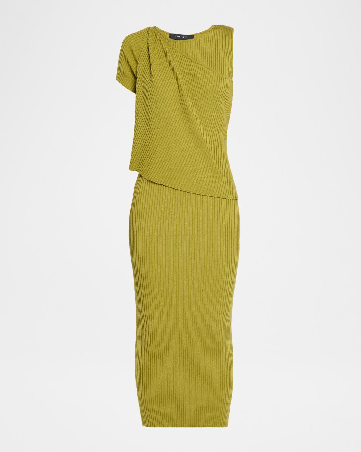 Wynn Hamlyn Shrug Rib-Knit Midi Dress