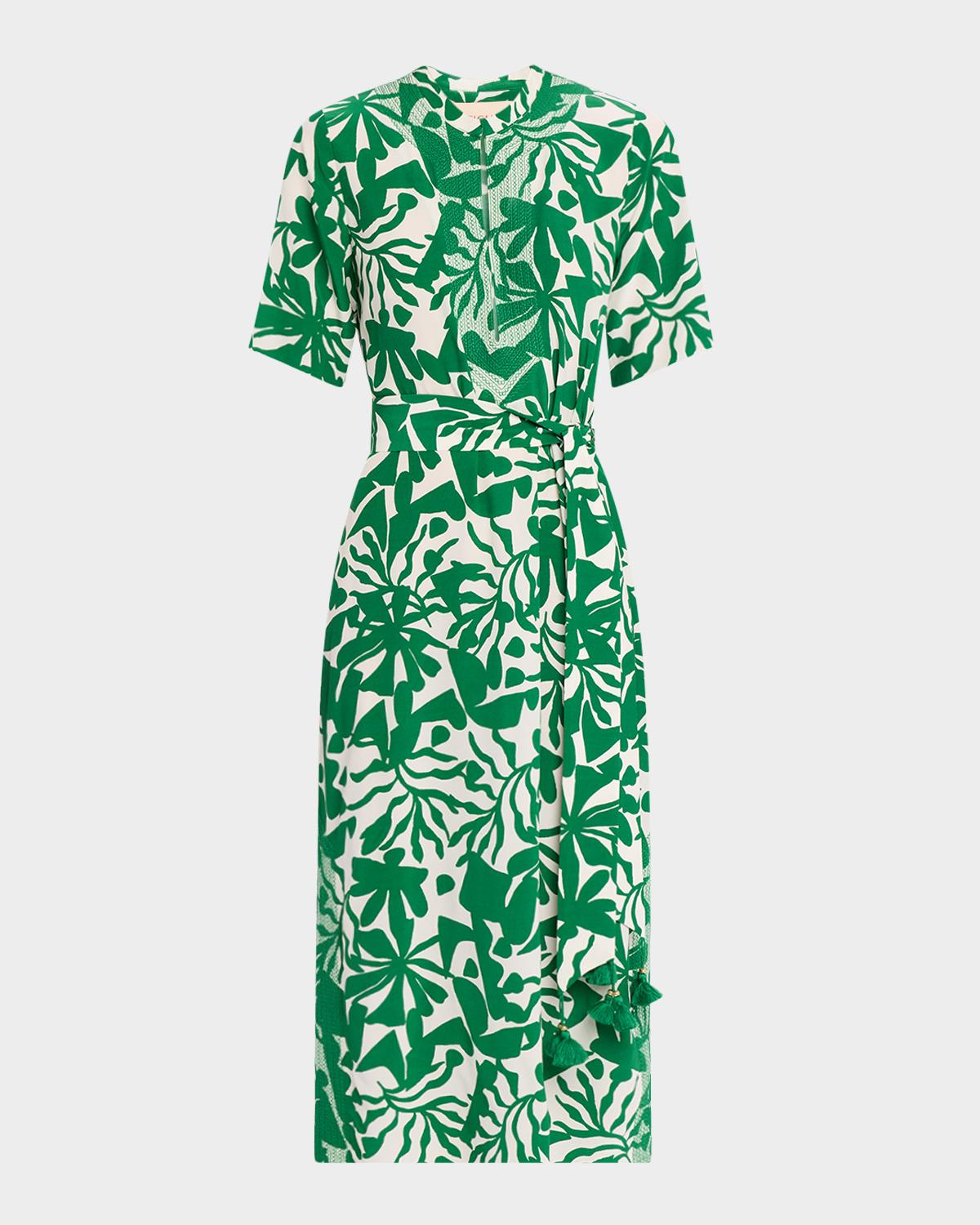 Figue Thandie Short-Sleeve Belted Midi Kaftan Dress