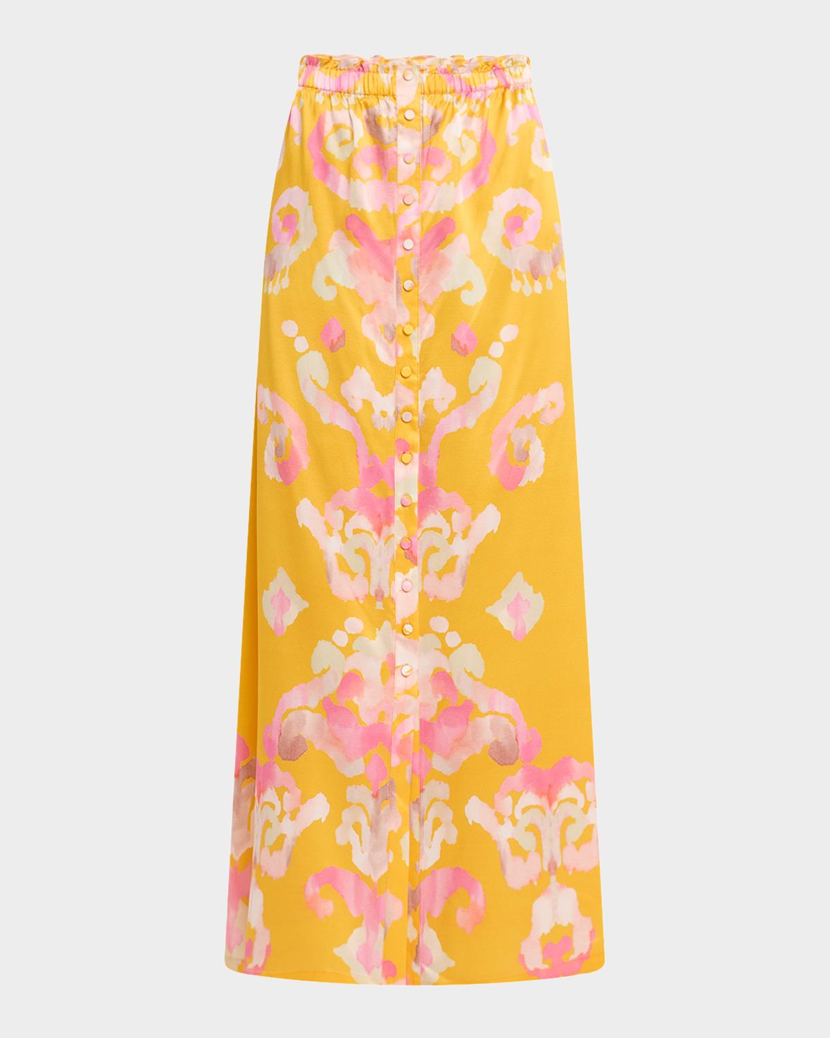 Figue Bastien Button-Front Silk Maxi Skirt