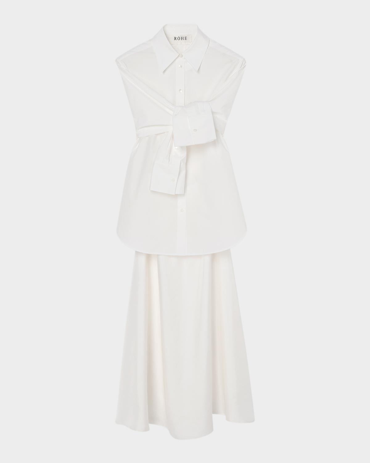 Róhe Silk-Poplin Combo Gilet Maxi Dress