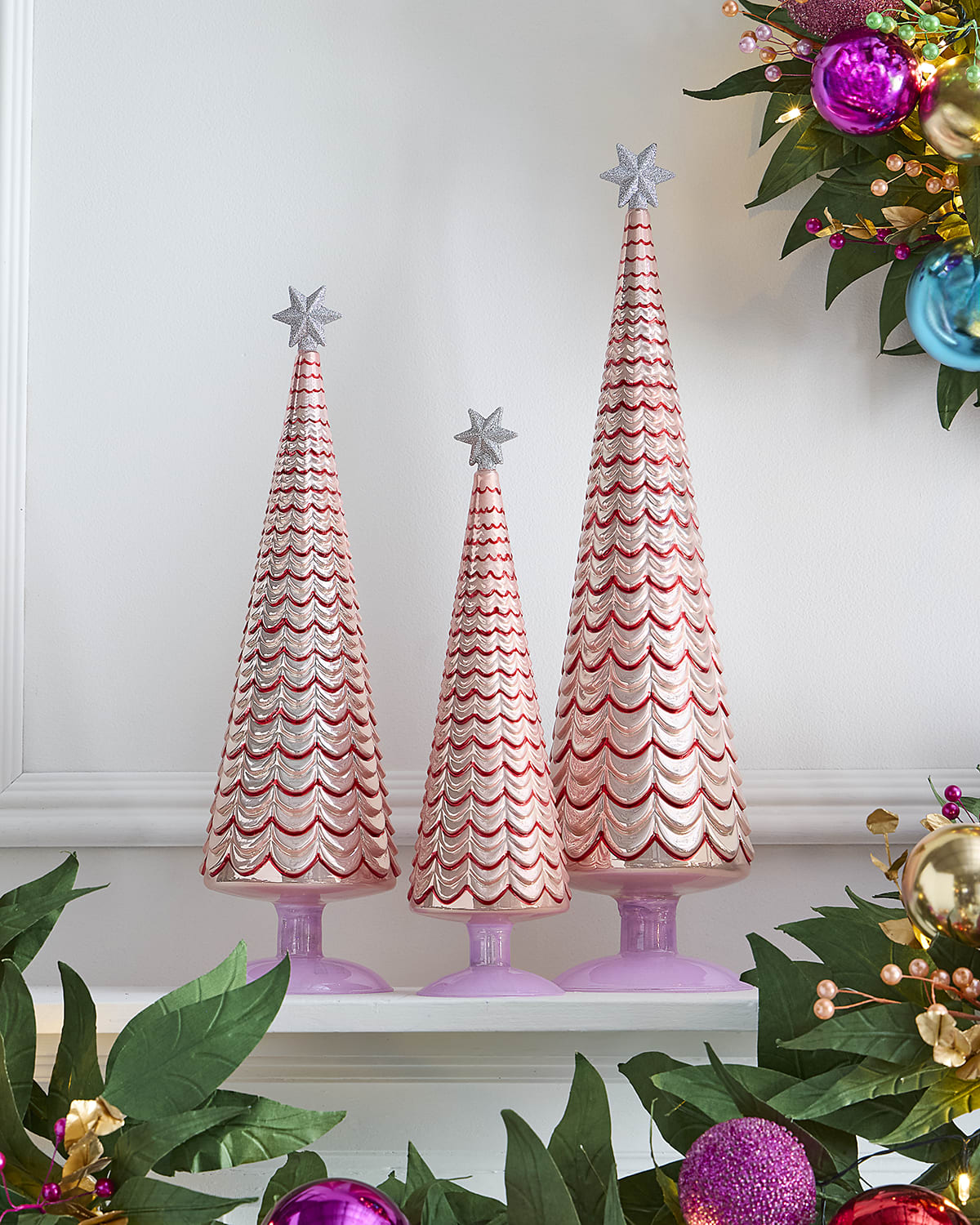 Cody Foster & Co New Pink and Red Trees, Set of 3