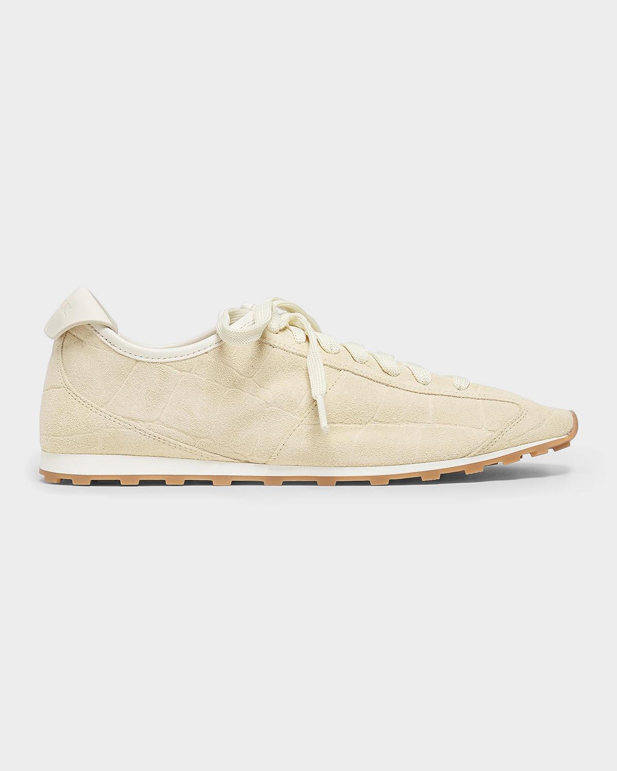 Jacquemus Les Tennis Croc-embossed Suede Sneakers In Ivory