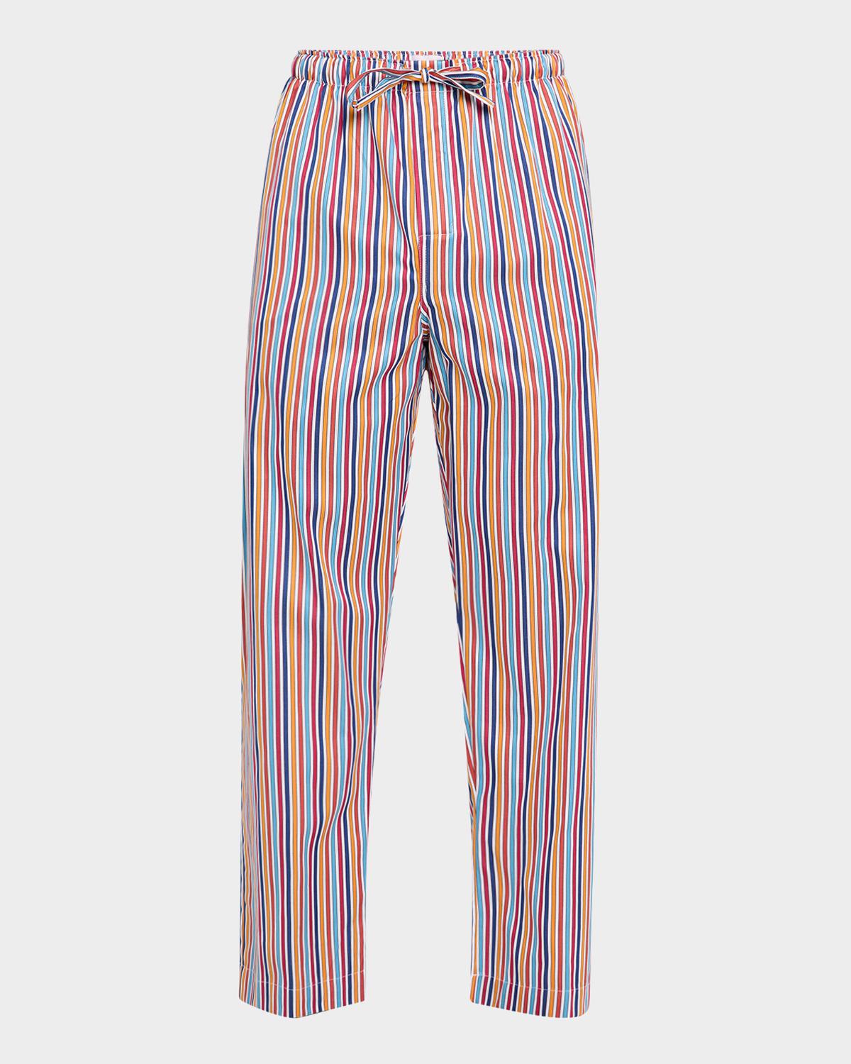 Derek Rose Men's Wellington Multi-Color Stripe Lounge Pants
