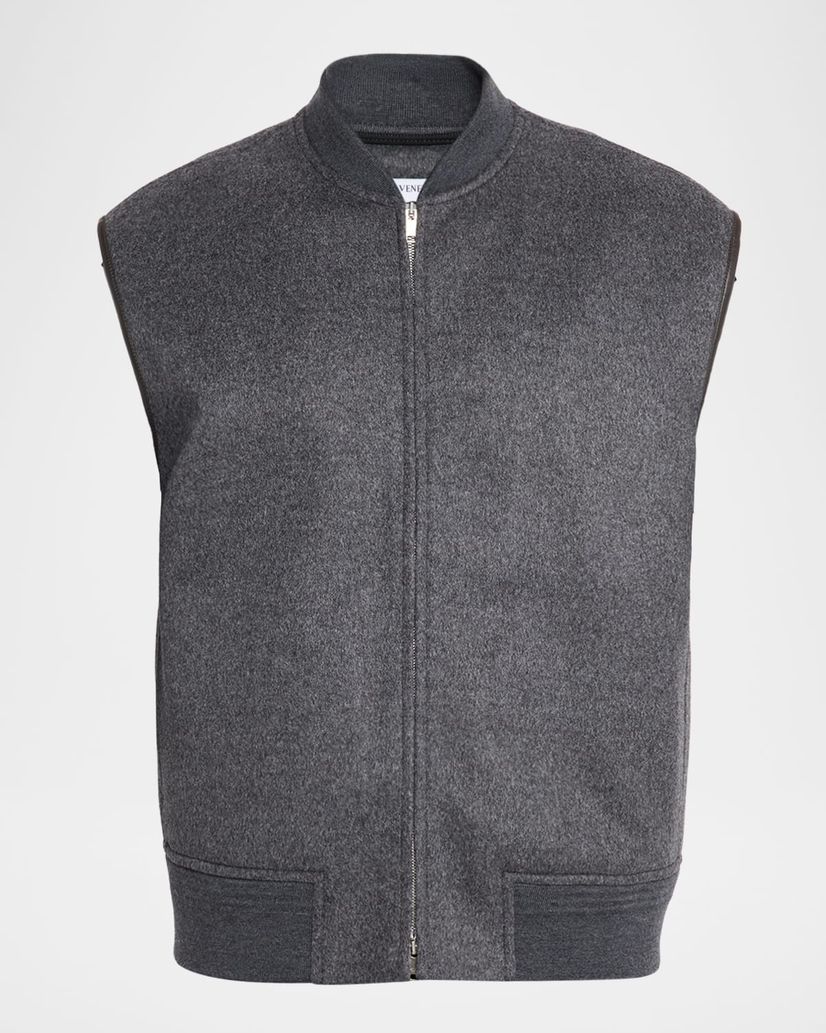 Men & apos;s Leather Trim Double-Face Wool Gilet