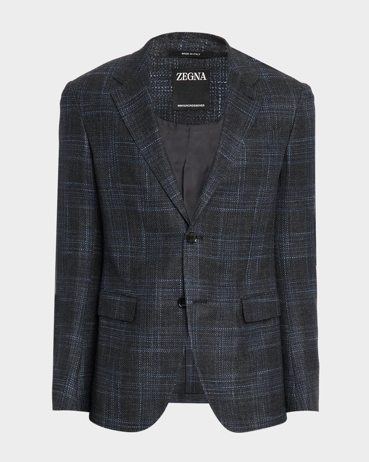 ZEGNA Men's Winter Crossover Check Single-Breasted Sport Coat