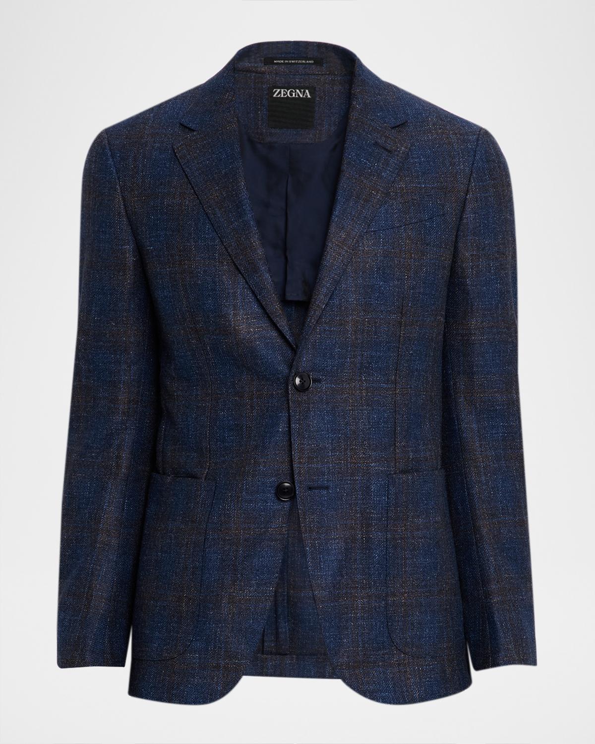 ZEGNA Men's Check Woven Patch-Pocket Sport Coat