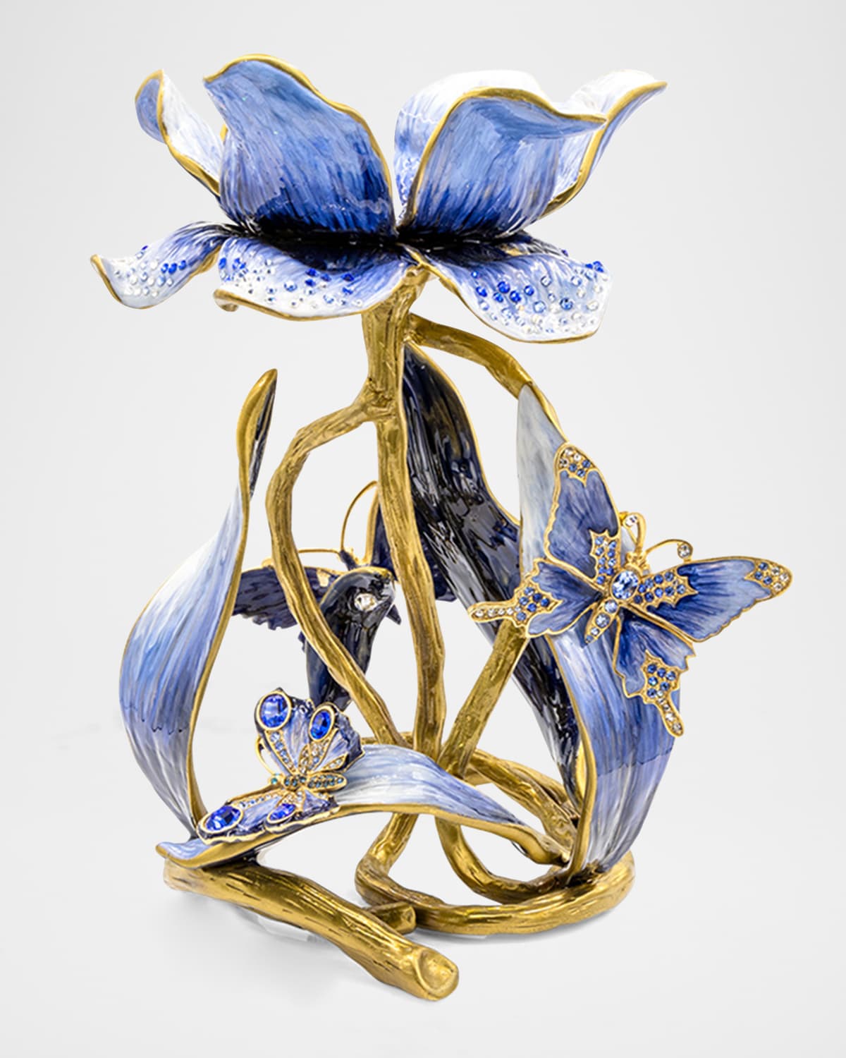 Jay Strongwater Meredith Floral 9" Pillar Candle Holder