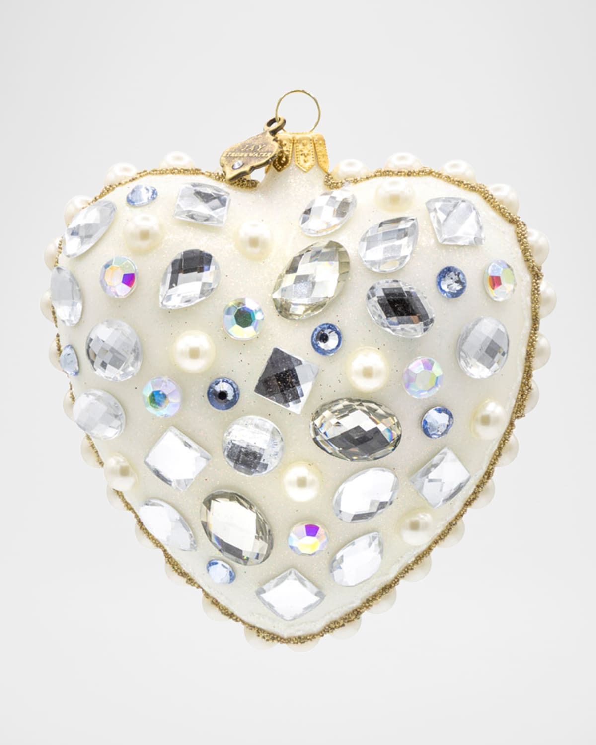 Jay Strongwater Bejeweled Opal Heart Christmas Ornament