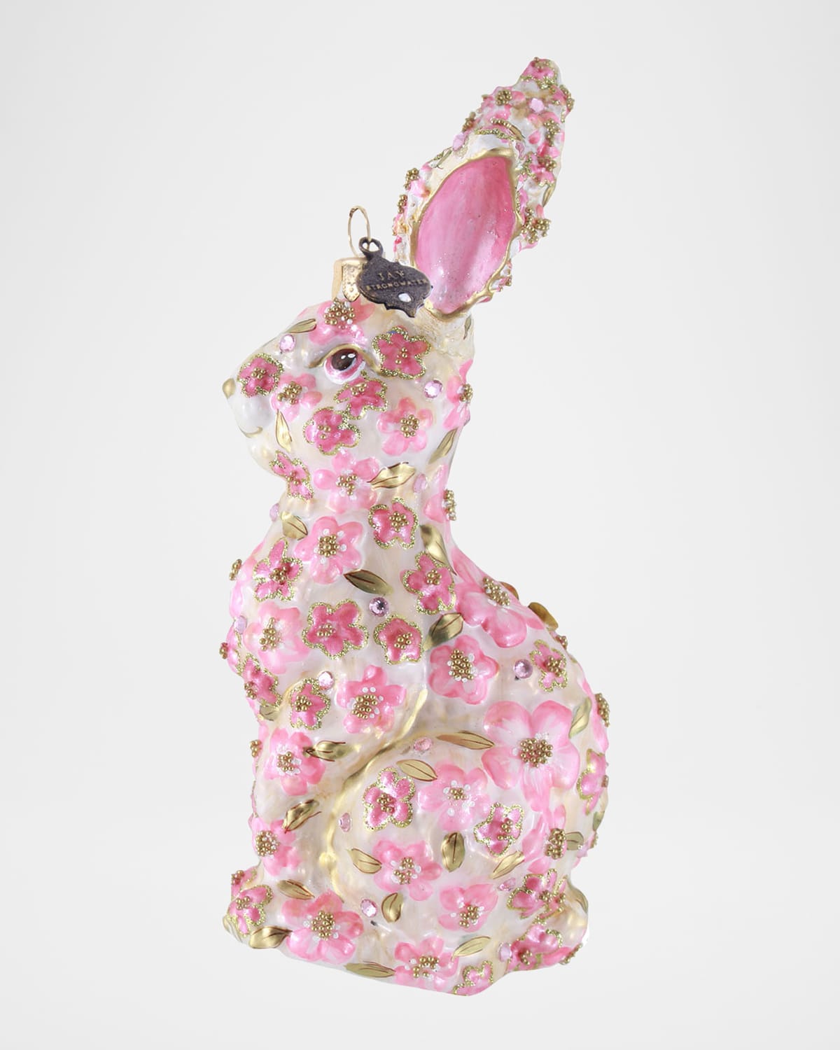 Jay Strongwater Pink Floral Hopper Christmas Ornament