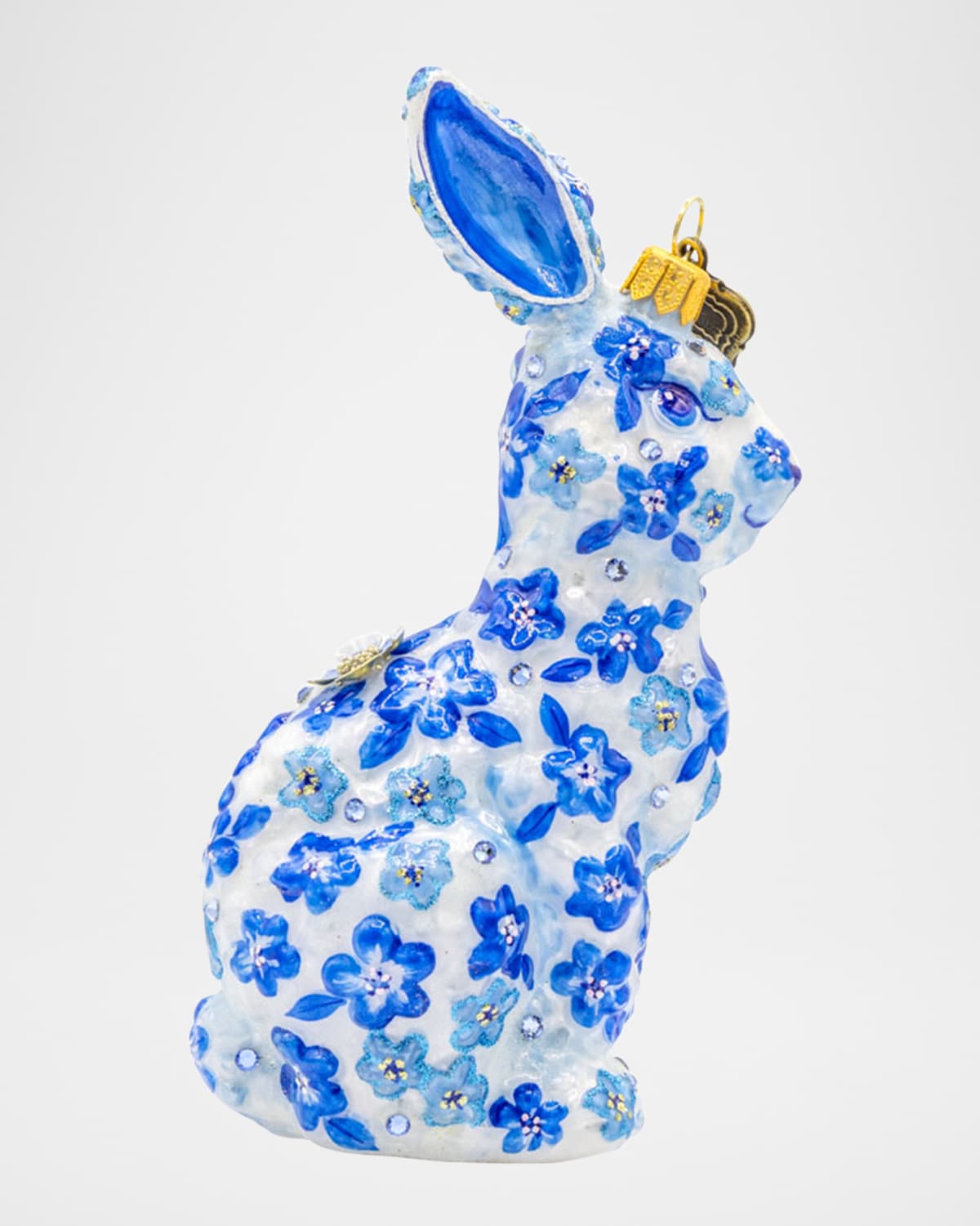 Jay Strongwater Blue Floral Hopper Christmas Ornament