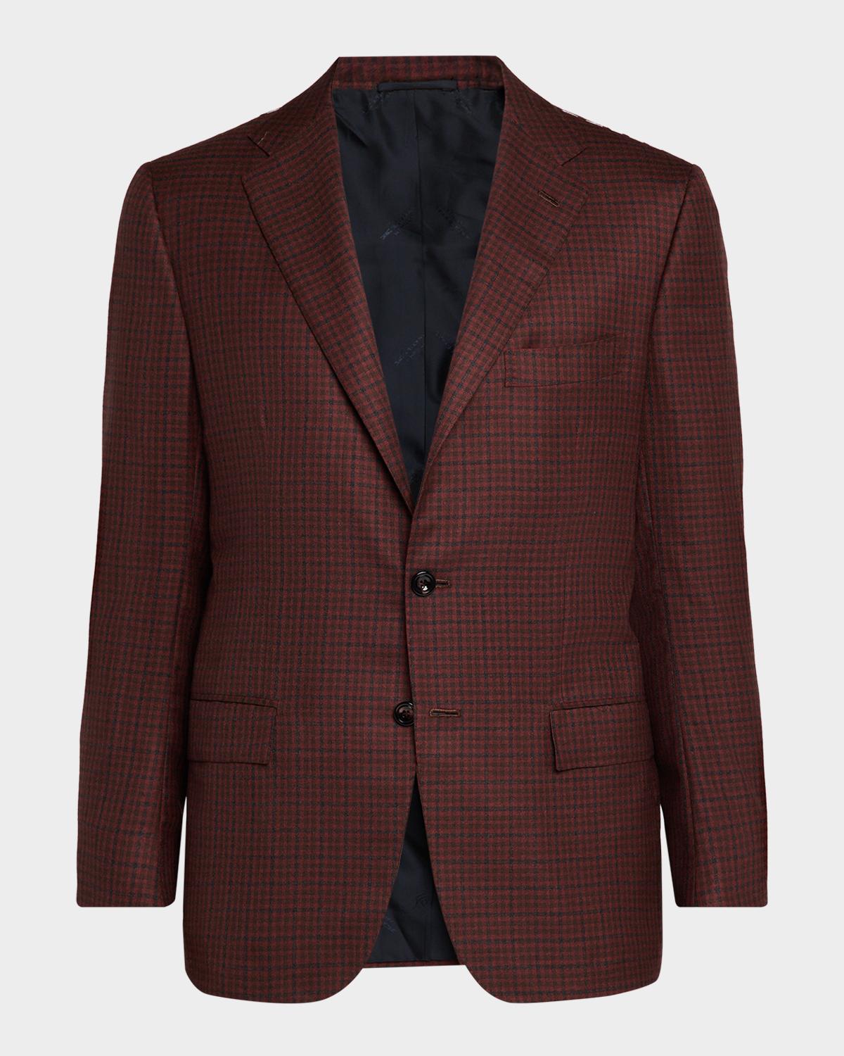Kiton Men's Soft Cashmere Micro-Check Sport Coat