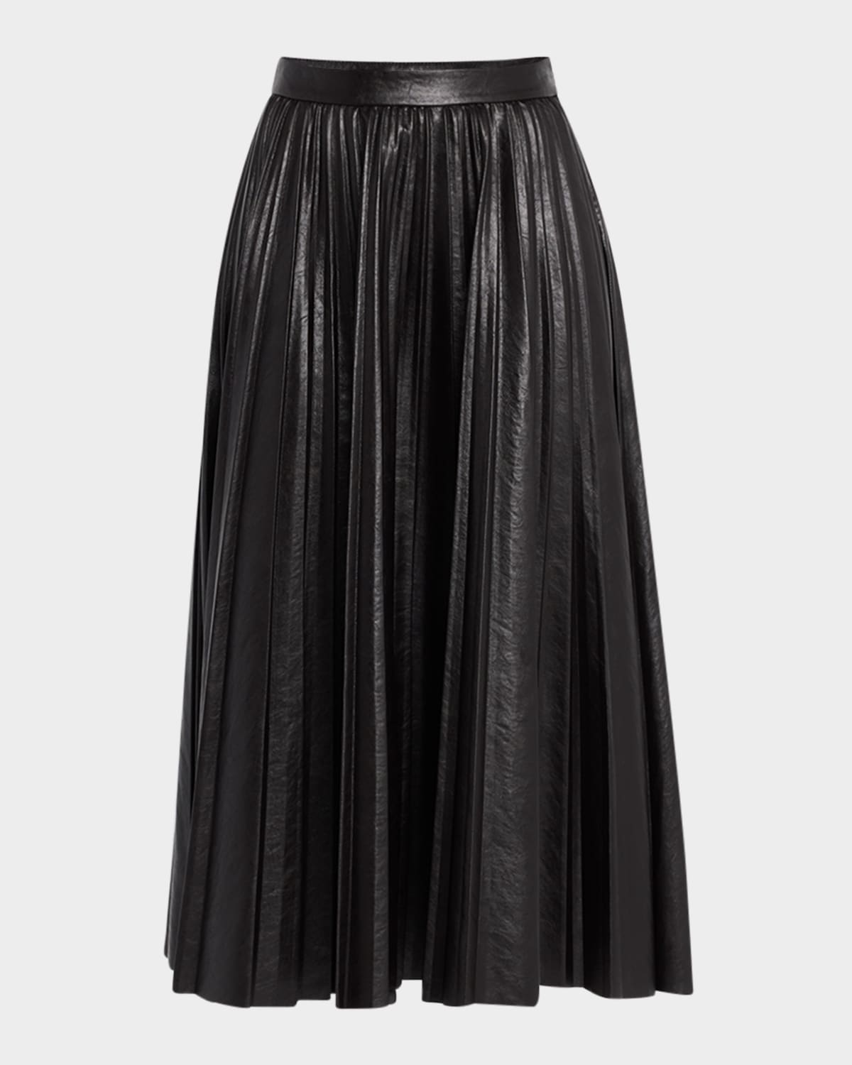 Etta Pleated Faux Leather Skirt