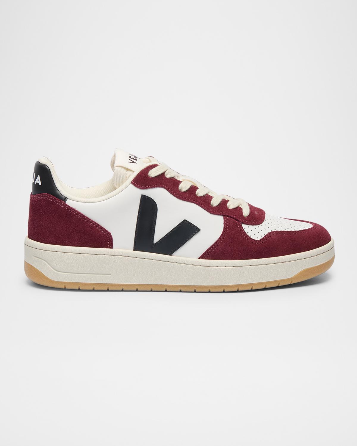 VEJA V-10 Bicolor Leather Low-Top Sneakers