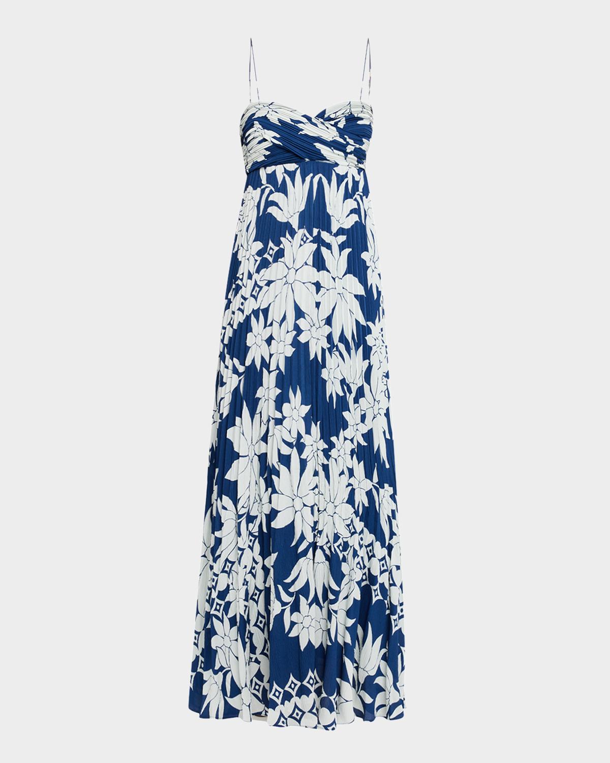 Ungaro Avery Pleated Floral-Print Empire Maxi Dress