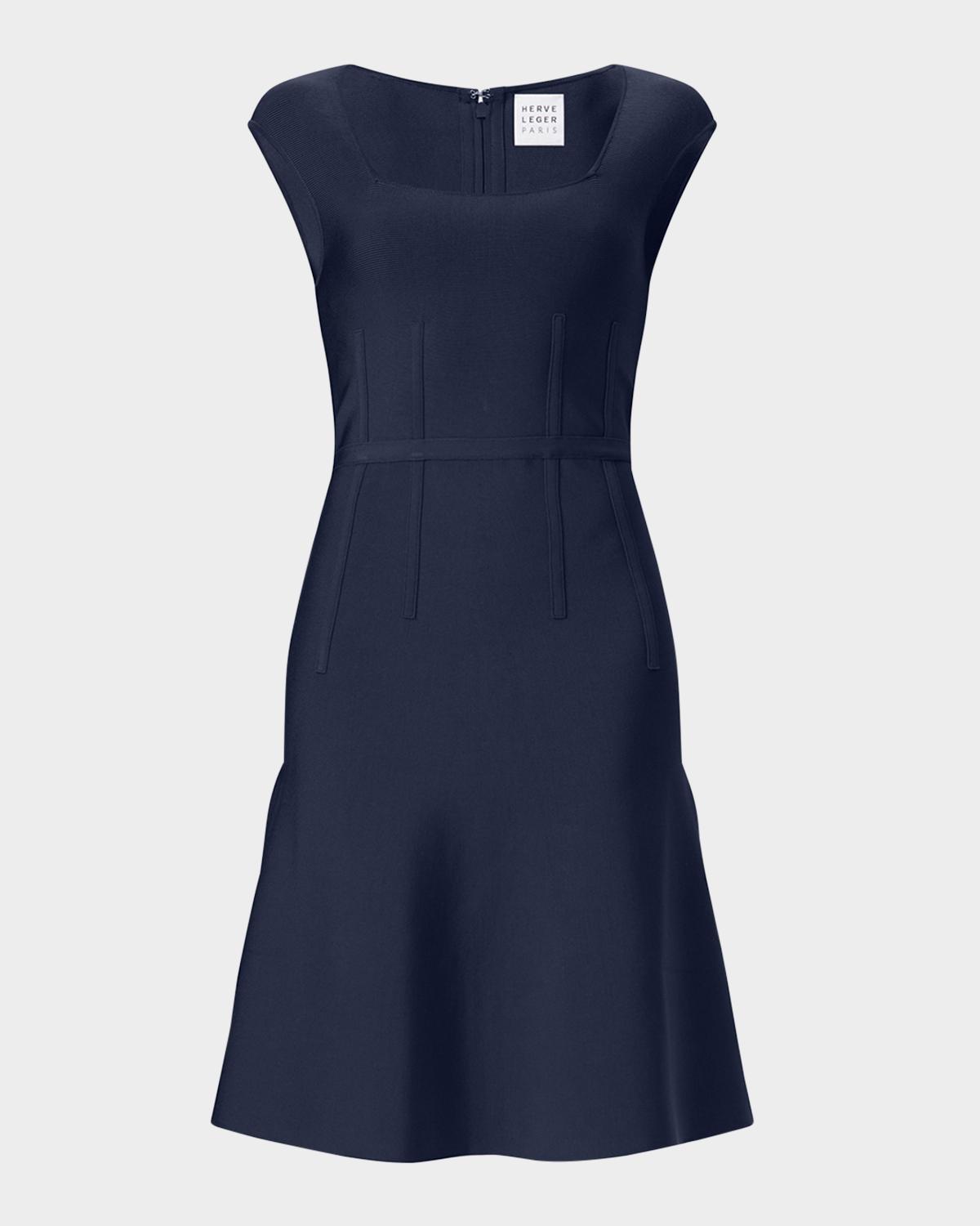 Hervé Léger The Beatrice Seamed Cap-Sleeve Dress