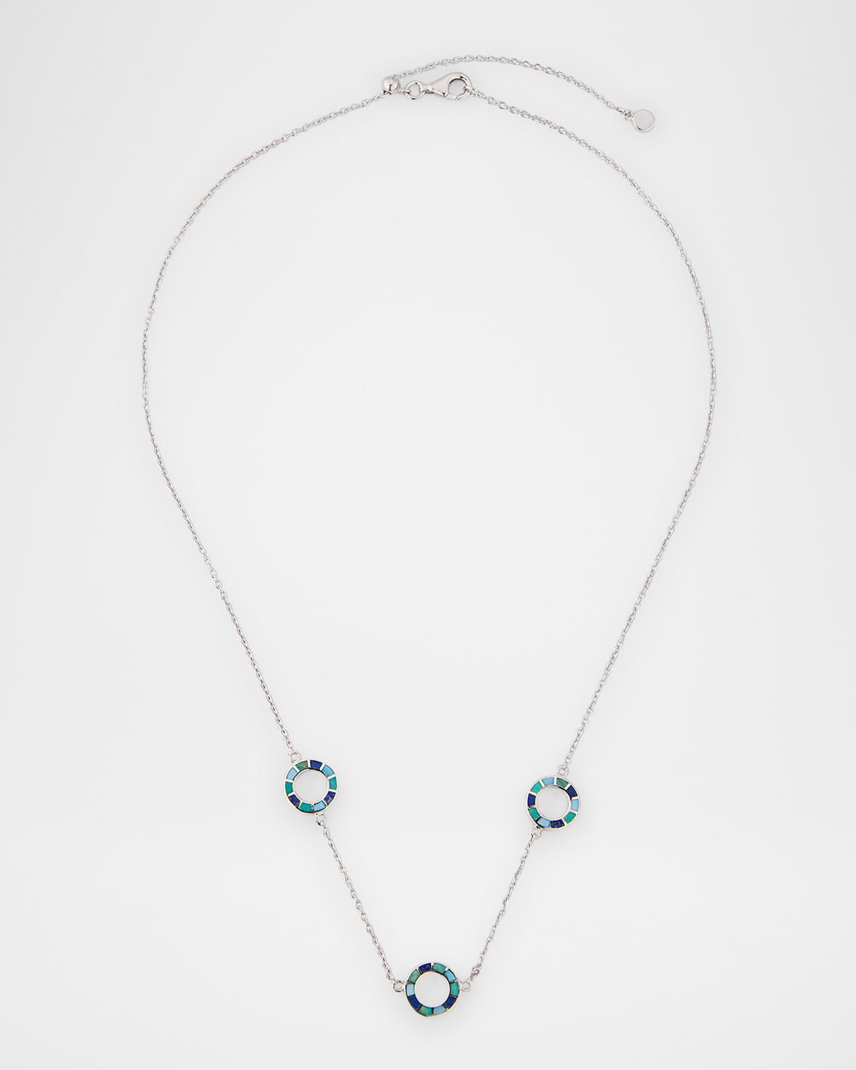 Lapis, Blue MOP and Turquoise Dash Circle Triple Station Necklace