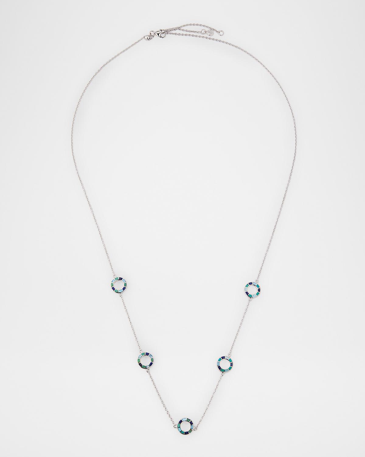 Lapis, Blue MOP and Turquoise Dash Circle Five-Station Necklace