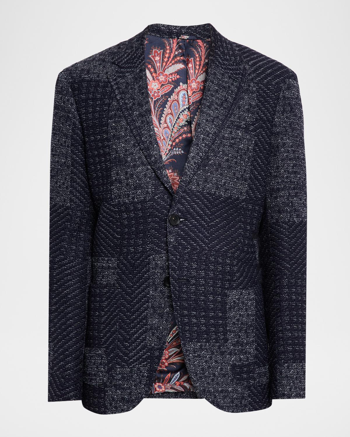 Etro Men's Patchwork Knit Two-Button Sport Coat